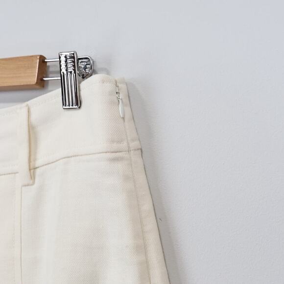 J.Crew Pleated Knee Length Stretch Linen Blend Skirt Ivory Size 8 NWT - Picture 6 of 9